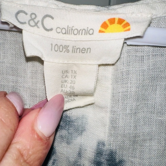 C&C California 100% Linen Tie Dye Tunic 1X - Picture 7 of 11